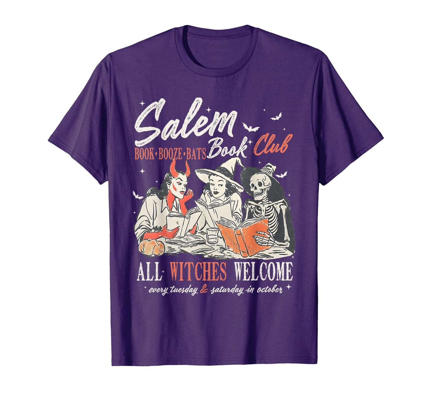 Vintage Salem Book Club Witchy Witch Spooky Season Halloween T-Shirt