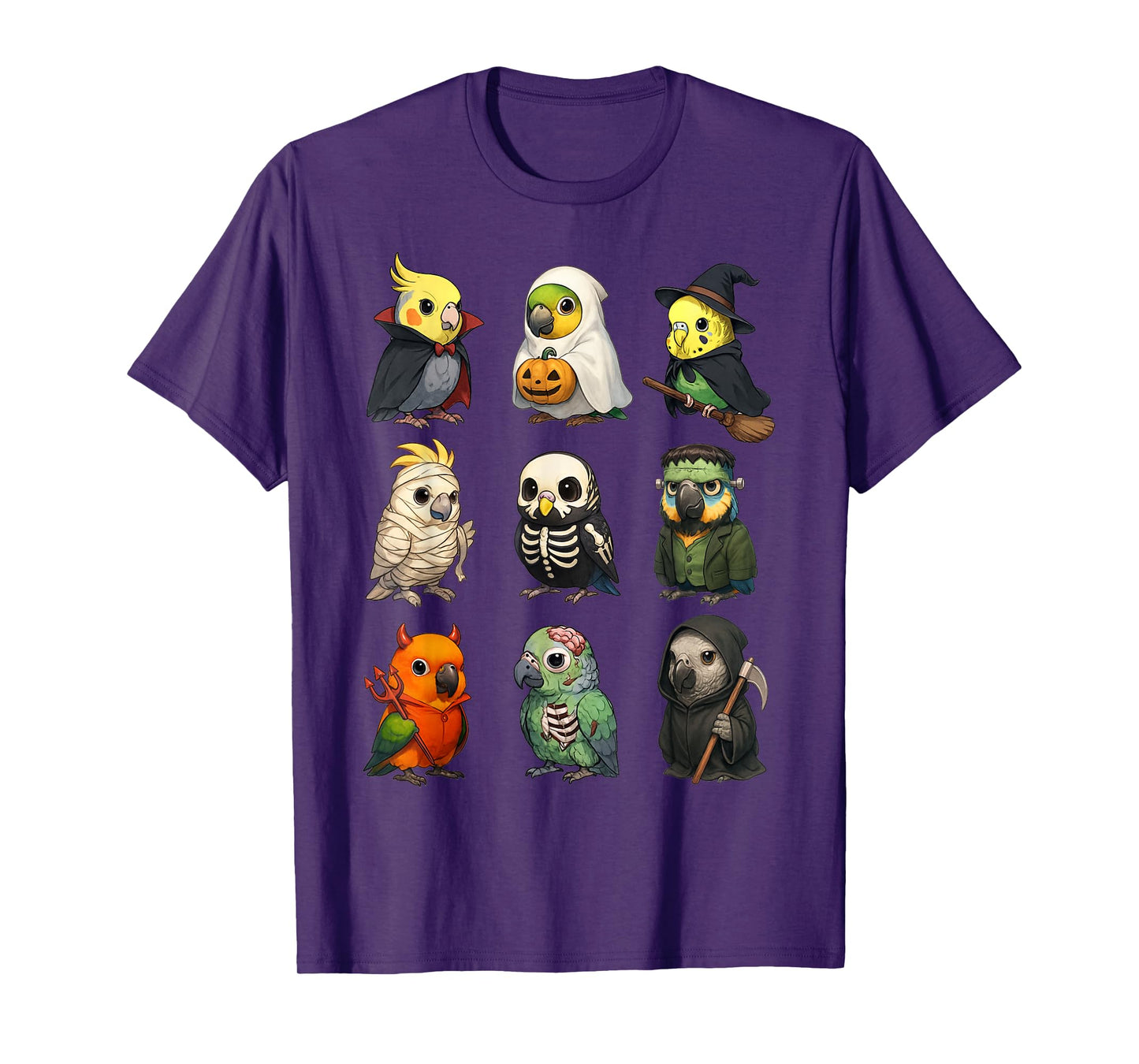 Cute Parrot Birds Witch Boo Zombie Halloween Boys & Girls T-Shirt