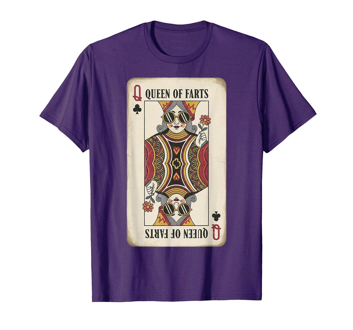 Queen of Farts Funny Playing Card Humor for Women Vintage T-Shirt