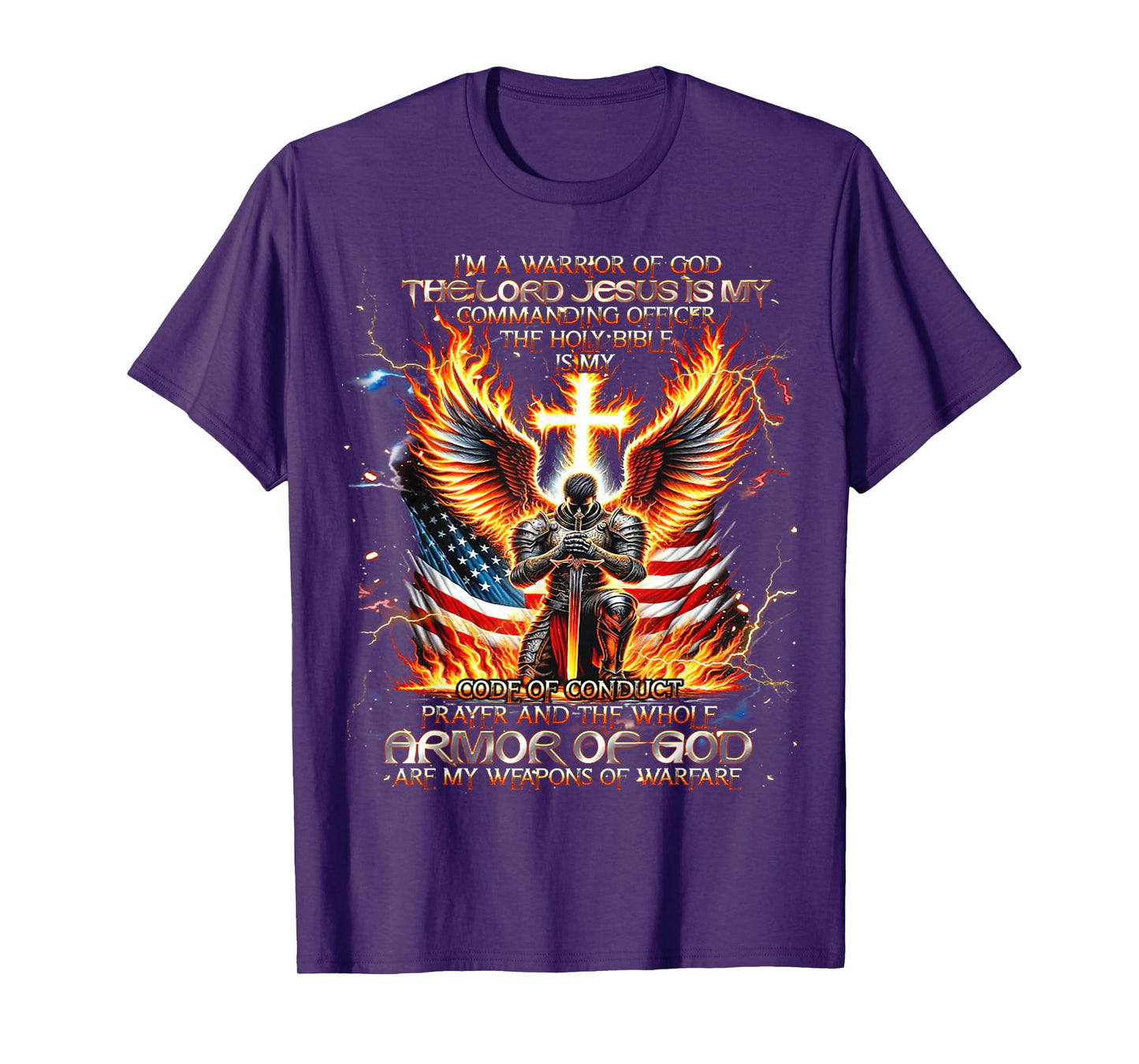 I'm A Warrior Of God The Lord Jesus Is My Commanding- Knight T-Shirt