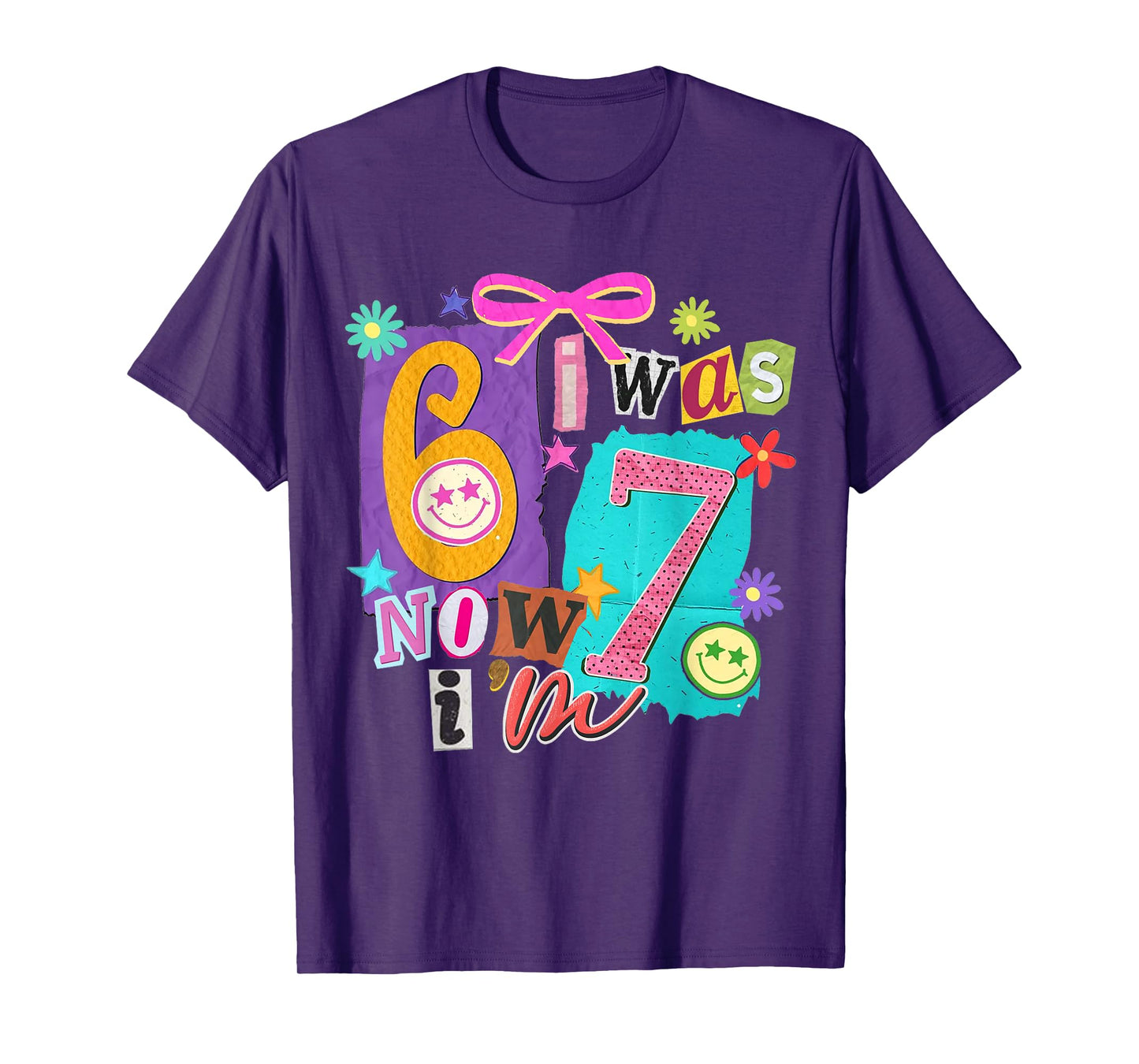 I was 6 Now I'm 7 67 Six Seven Meme 7 Years Old Birthday T-Shirt