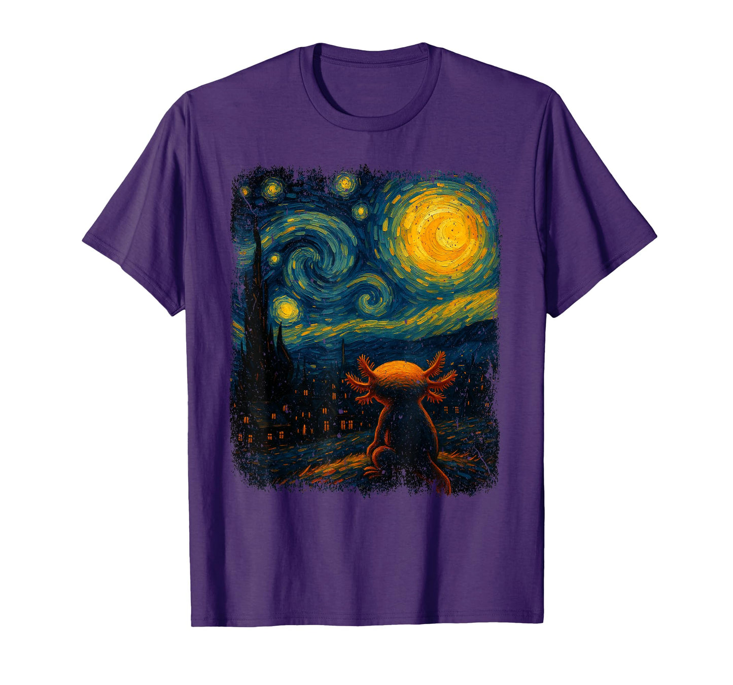 Axolotl Starry Night Van Gogh Art Gifts For Men Women Kid T-Shirt