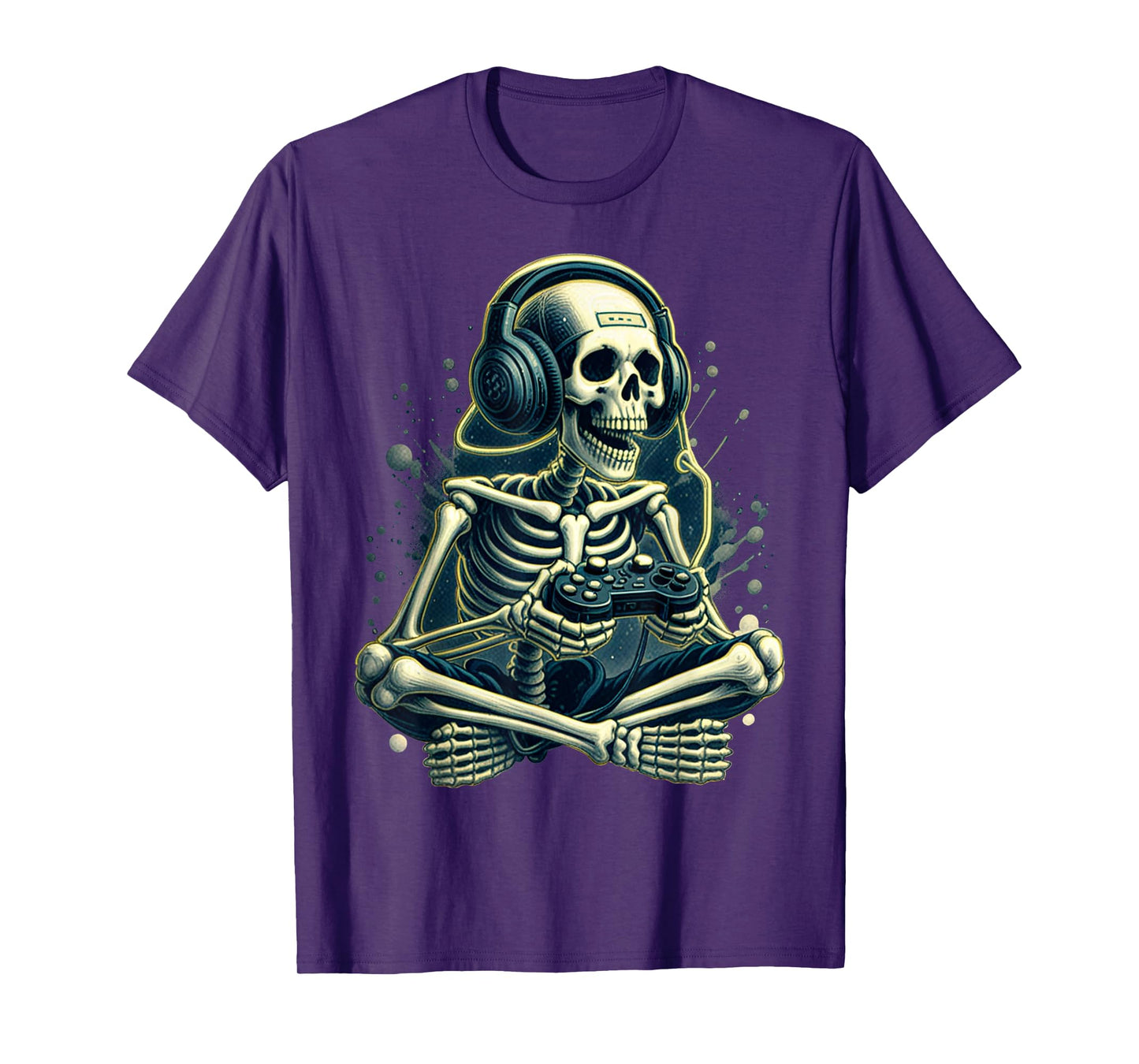 Funny Video Game Halloween Skeleton Gamer Gaming Boys Teens T-Shirt