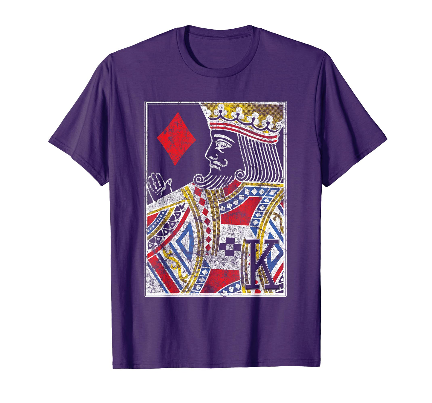 King of Diamonds Vintage Look Distressed Playing Card T-Shirt