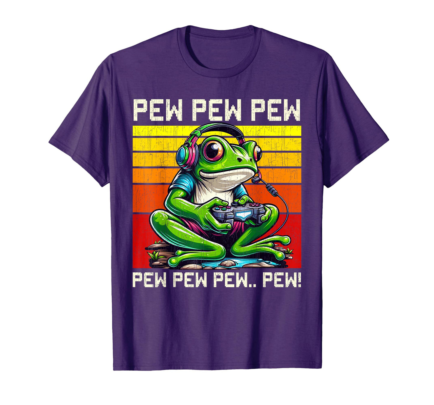 Frog Gamer Pew Funny Video Games Vintage Boys Men Girls T-Shirt