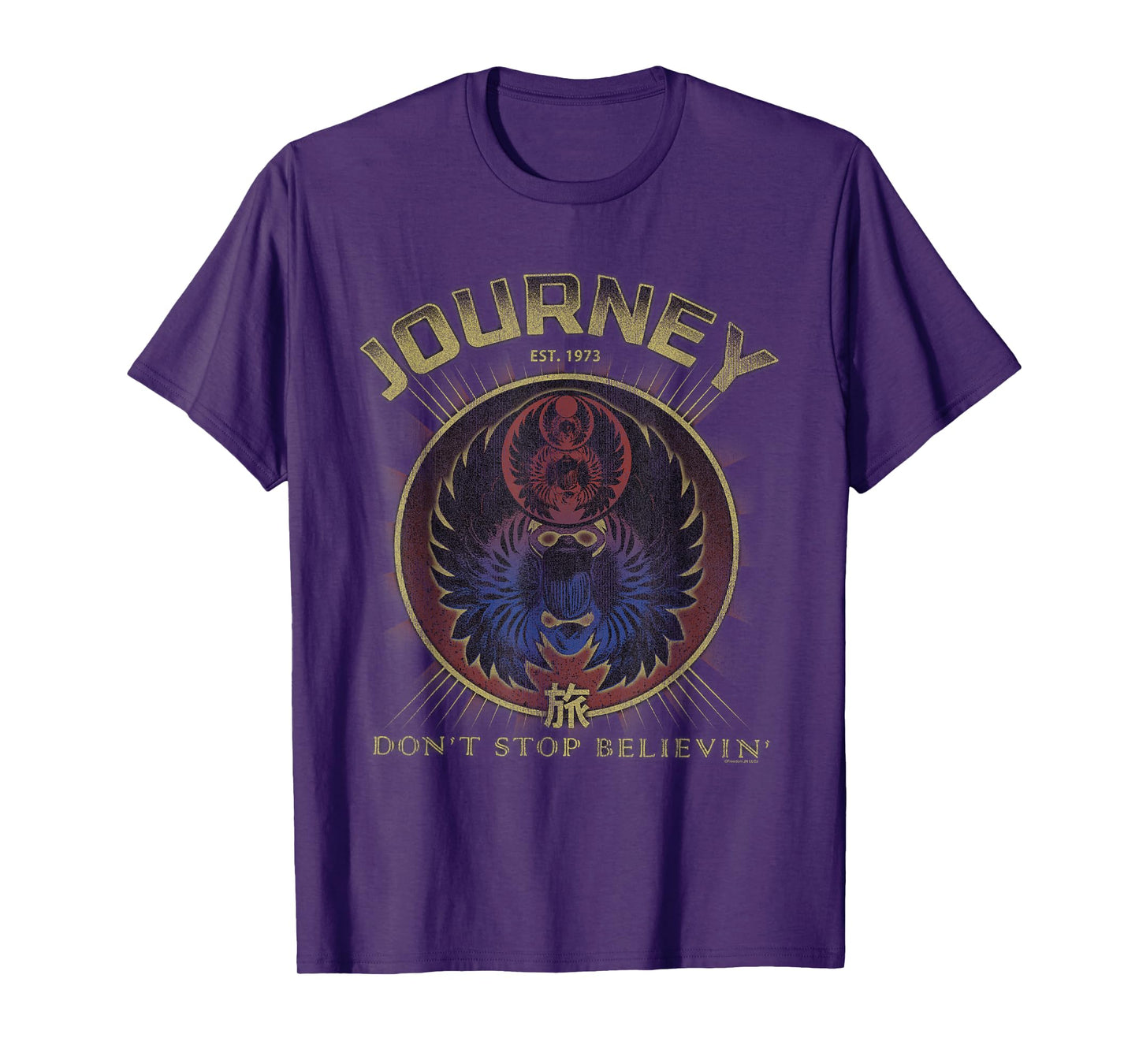 Journey Gold Don't Stop Believin' Scarab Logo Vintage Band T-Shirt
