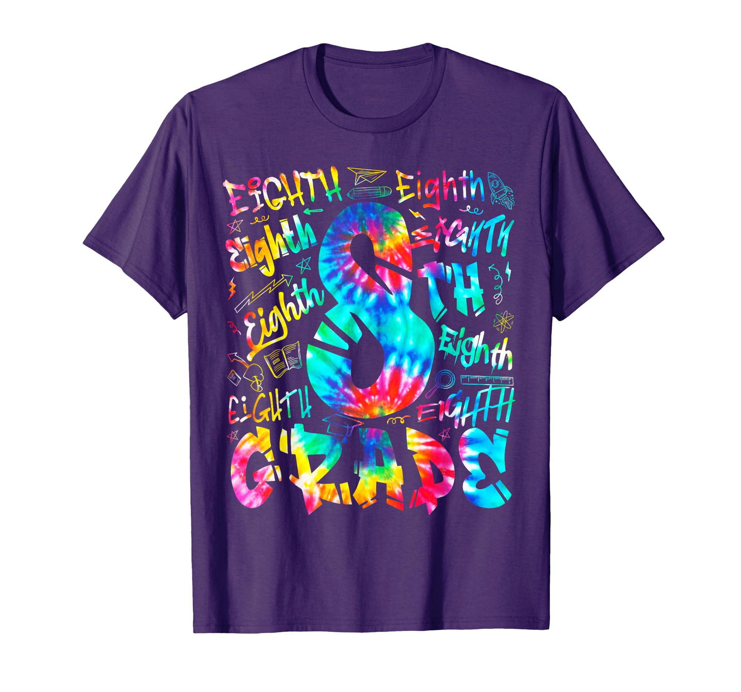 Back To School Eighth 8th Grade Tie Dye Typography Teacher T-Shirt