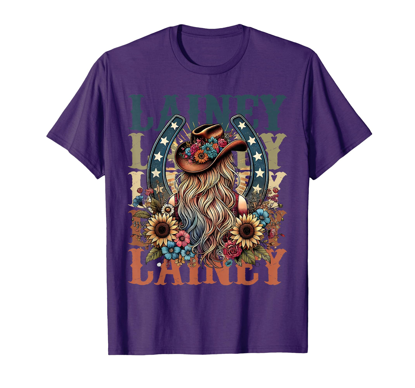 Cowgirl Lainey First Name Personalized Western Girls T-Shirt