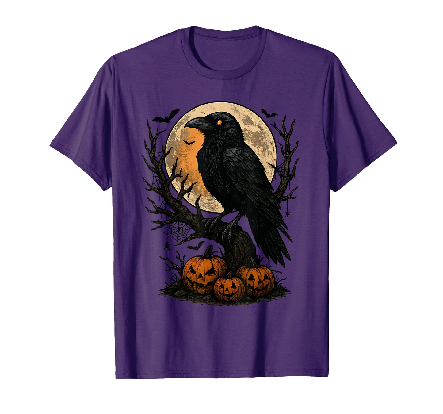 Black Crow Black Bird Moon Men & Women Halloween Raven T-Shirt