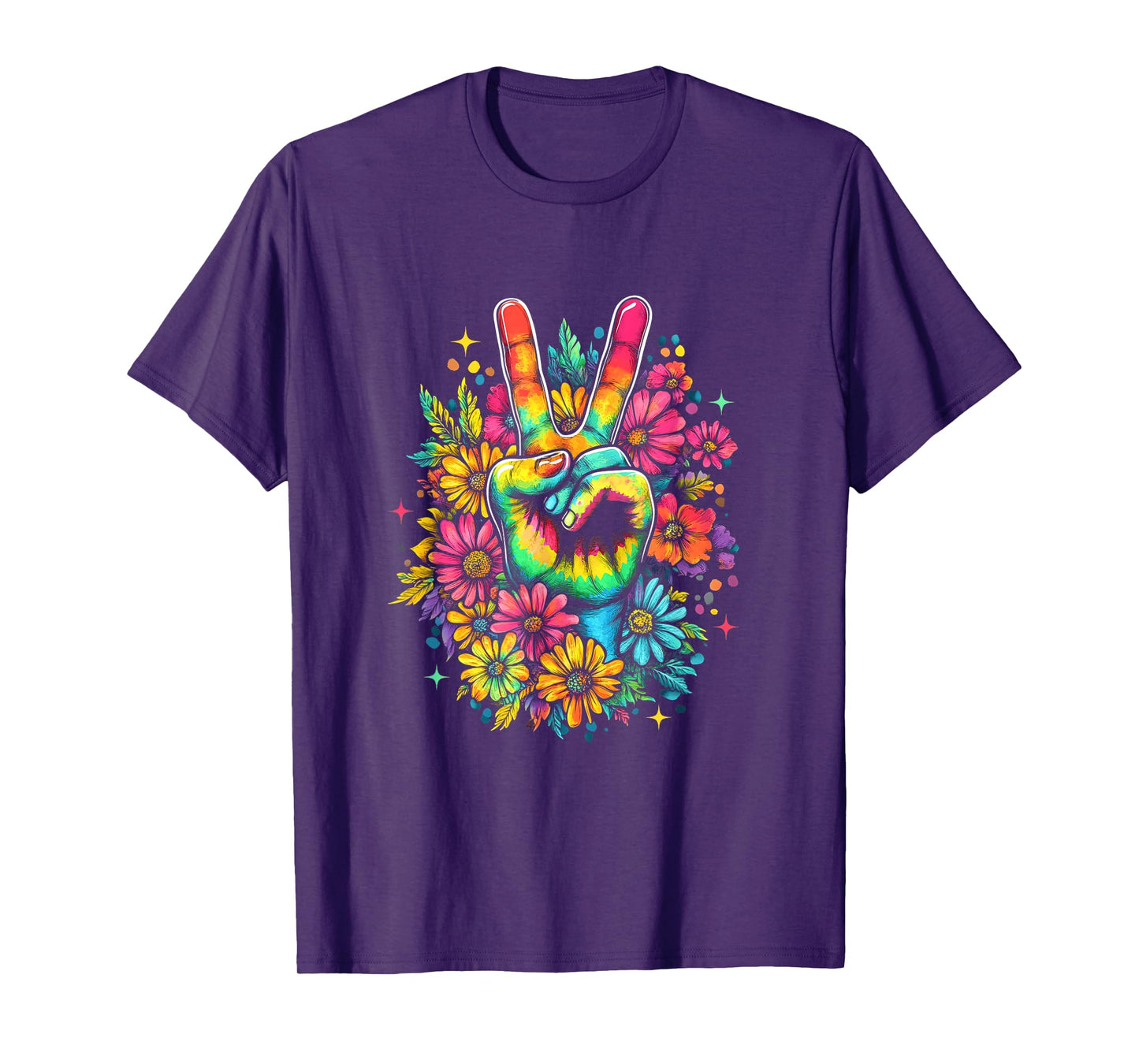 Peace Hippie 60S 70S Tie Dye Flower Love Women Costume T-Shirt