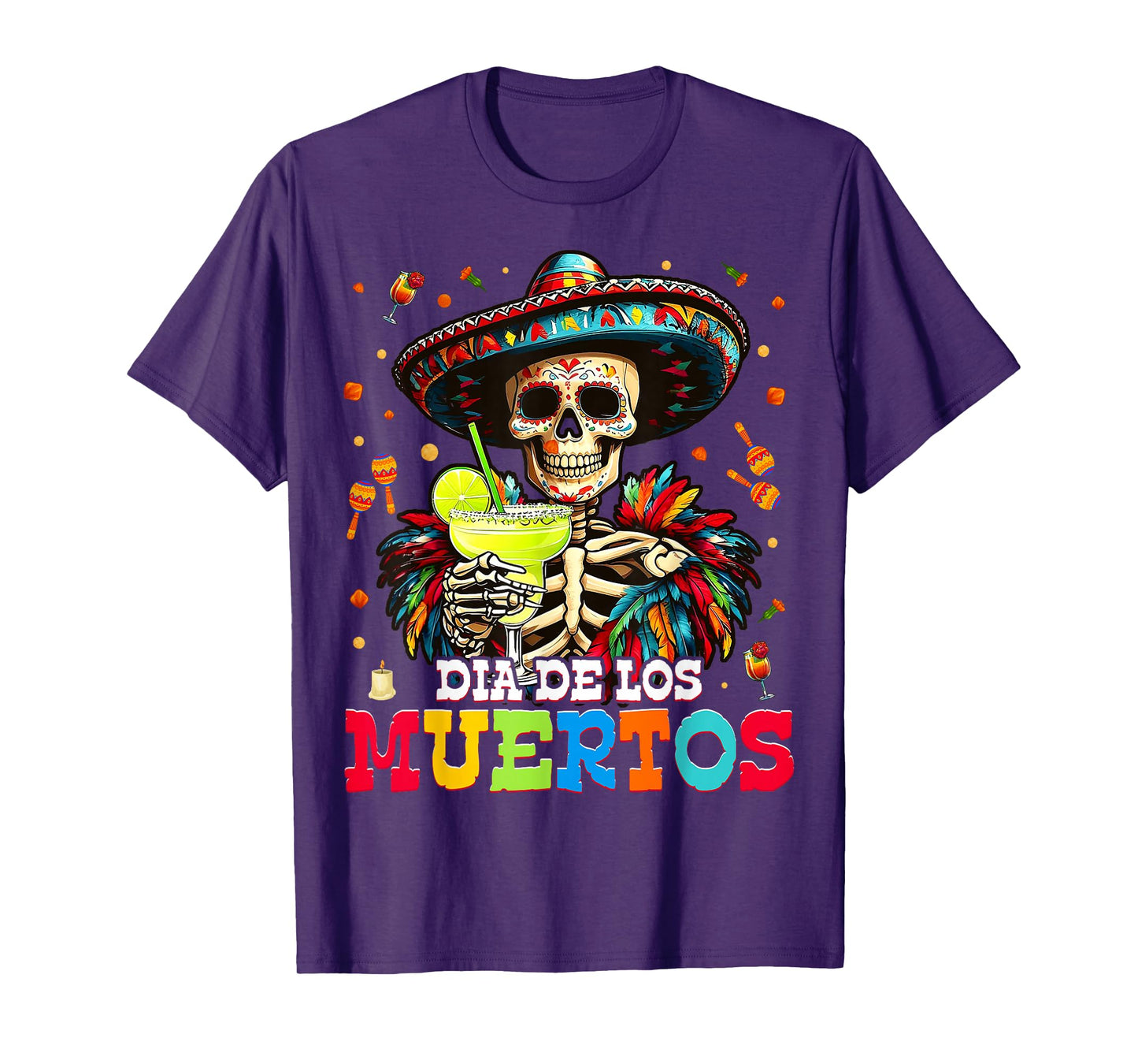 Day The Dead Mens Sugar Skull Skeleton Dia De Los Muertos T-Shirt
