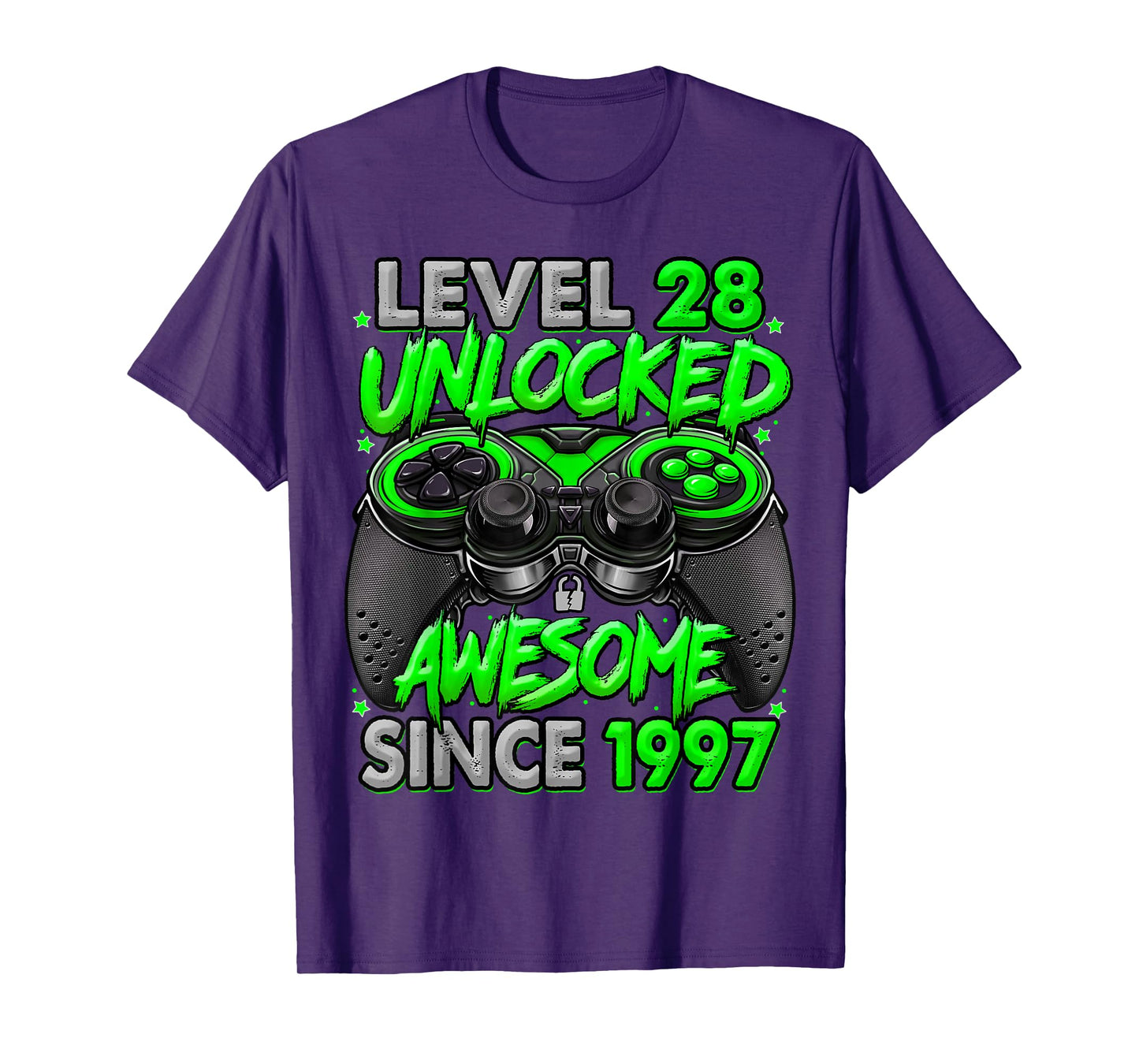 Level 28 Unlocked Awesome Since 1997 28th Birthday Gaming T-Shirt