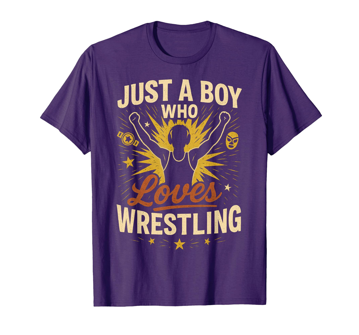 Retro Just A Boy Who Loves Wrestling Wrestler Boy T-Shirt