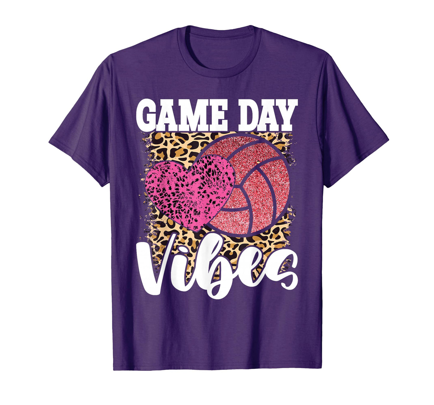 Game Day Volleyball Leopard Print Women Ladies Volleyball T-Shirt