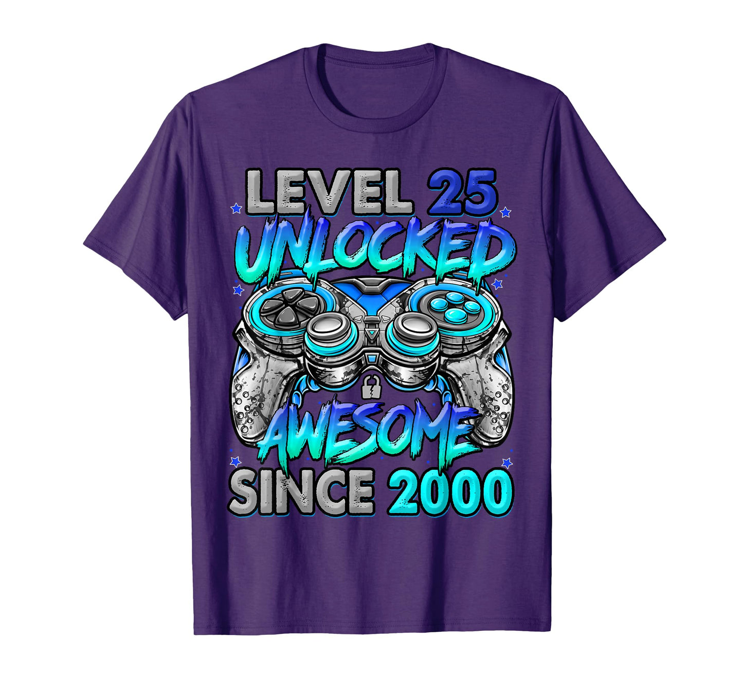 Level 25 Unlocked Awesome Since 2000 25th Birthday Gaming T-Shirt