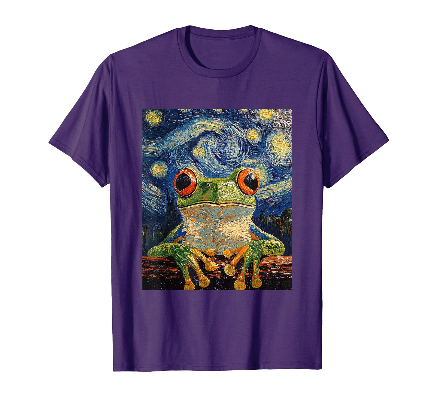 Funny Frog Graphic - Van Gogh Style - Starry Night T-Shirt