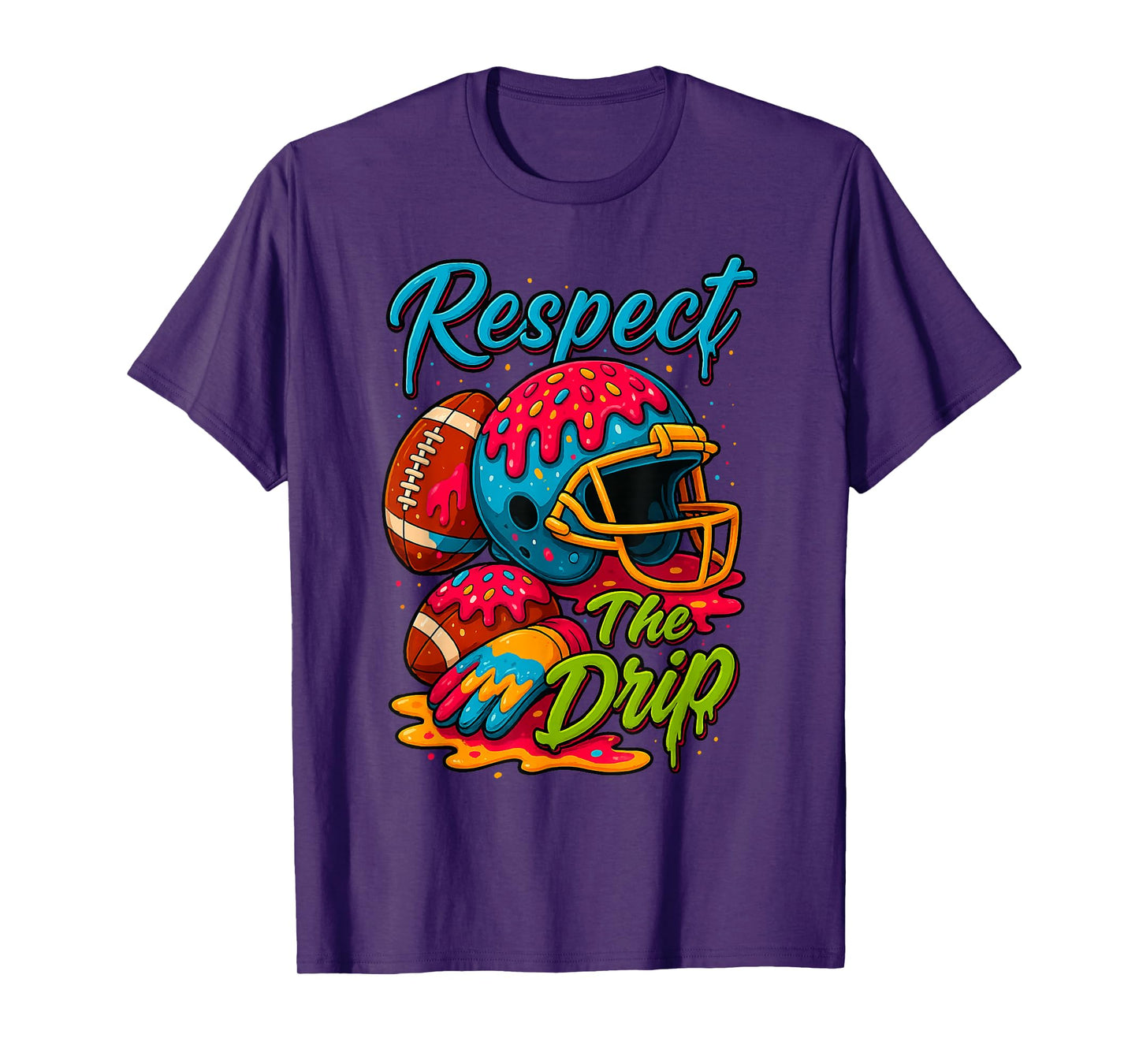 Football Drip Boys Football Ice Cream Sprinkle Respect Drip T-Shirt
