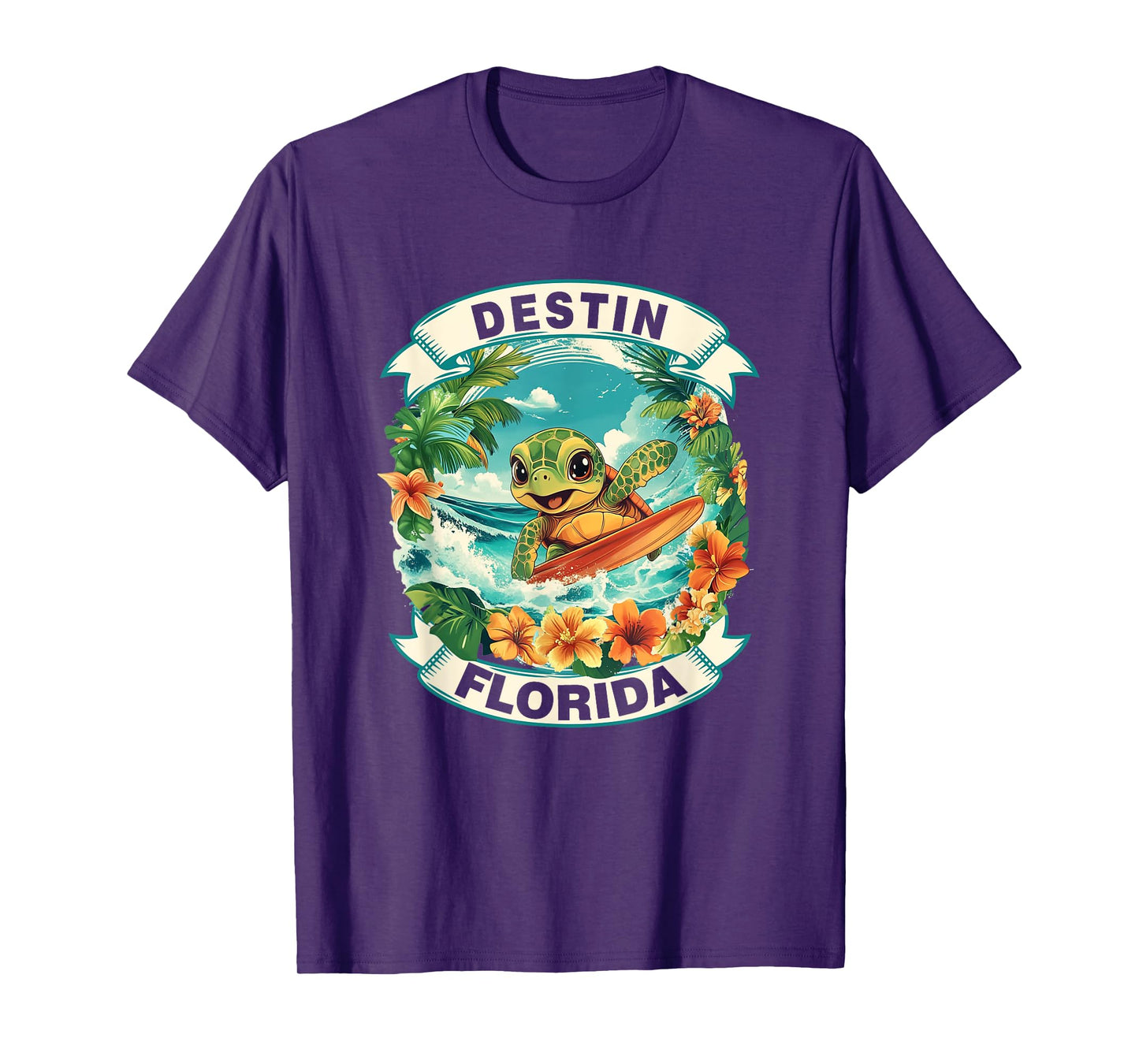 Destin Florida Cute Sea Turtle Surfing Summer Vacation T-Shirt