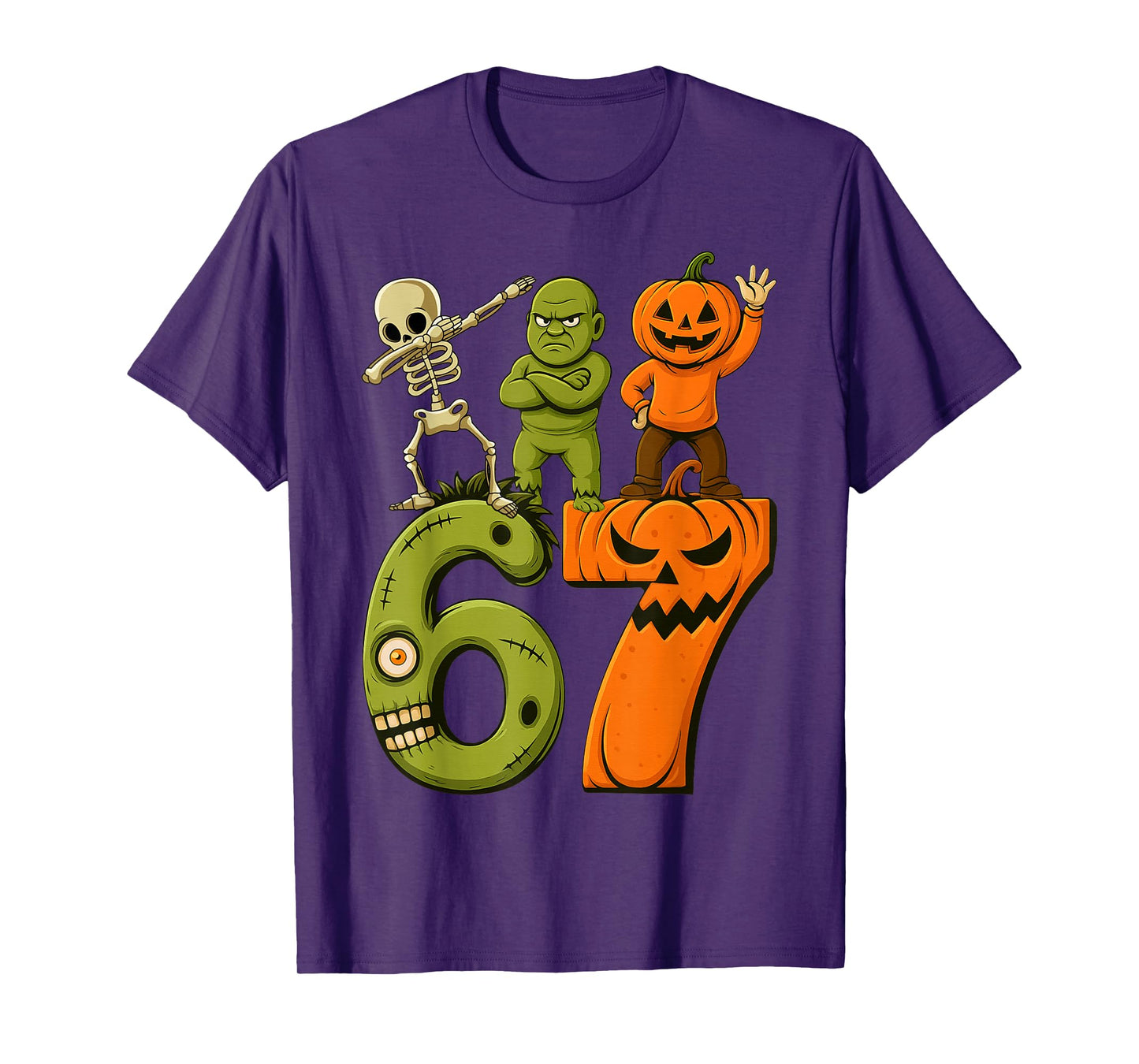 Funny Saying 6 7 Six Seven Costume Meme Retro 67 Hallowen T-Shirt