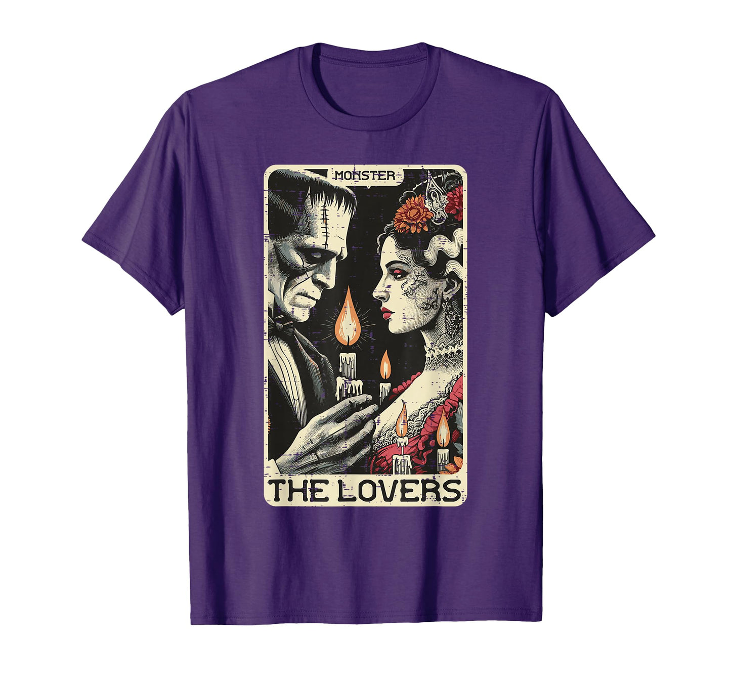 Halloween The Lovers Tarot Card Frankenstein Bride Men Women T-Shirt
