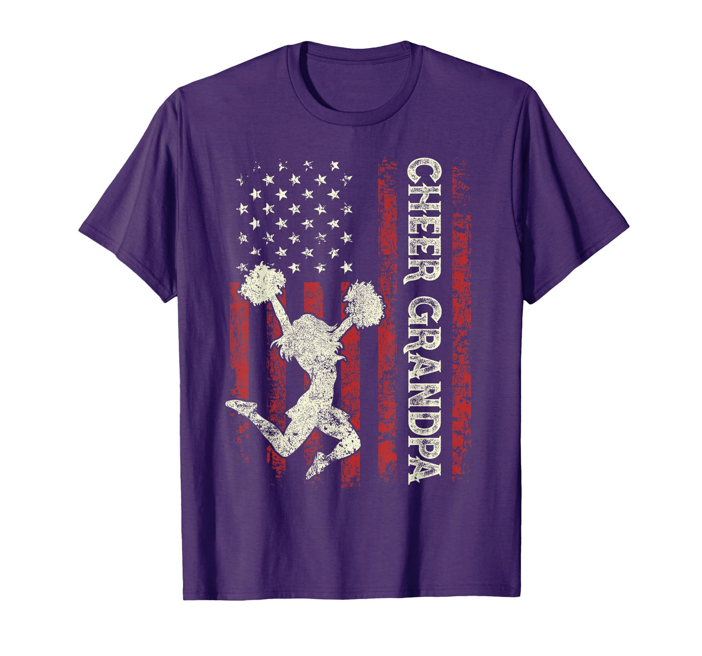 Cheer Grandpa US Flag Dad Patriotic Cheerleader Fathers Day T-Shirt