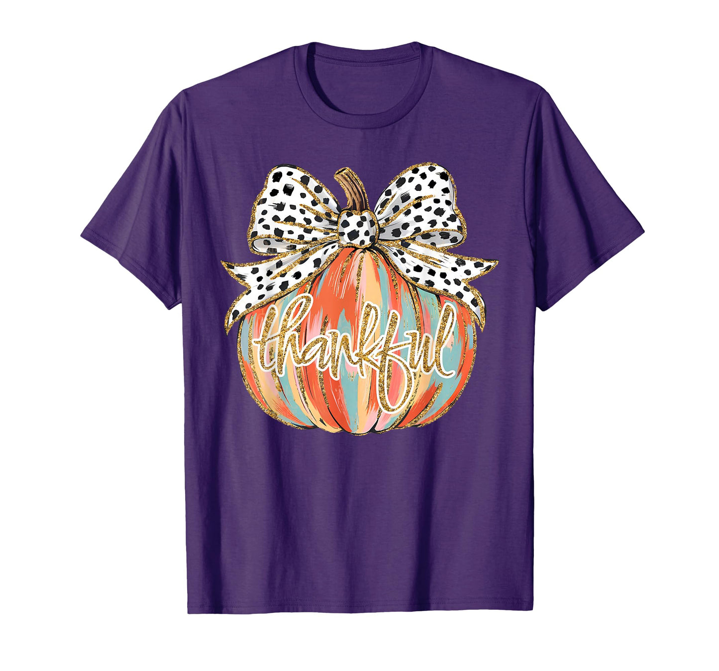 Thankful Pumpkin Coquette Bow Thanksgiving Fall Y'all Autumn T-Shirt