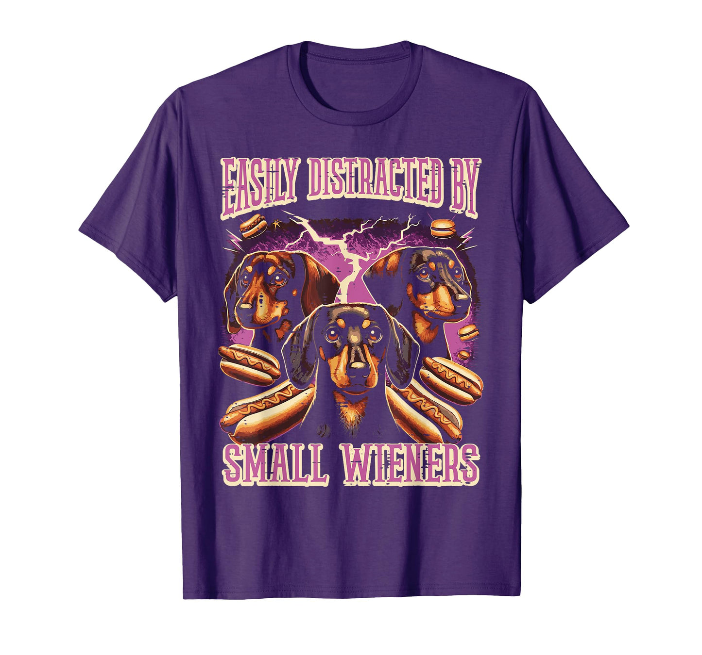 Inappropriate Easily Distracted by Small Dachshund Funny T-Shirt