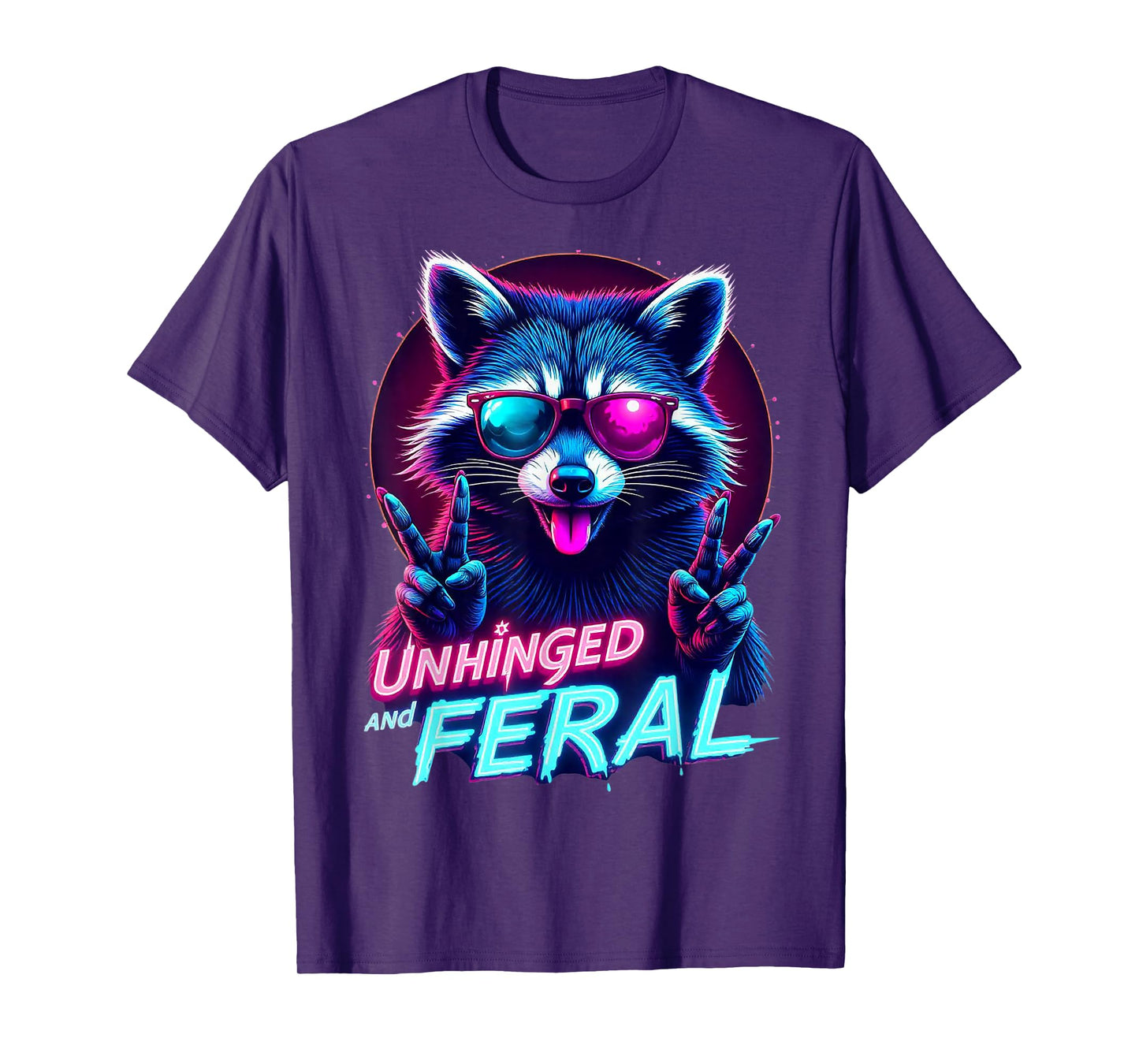 Cyberpunk Raccoon Unhinged and Feral Vaporwave Aesthetic T-Shirt