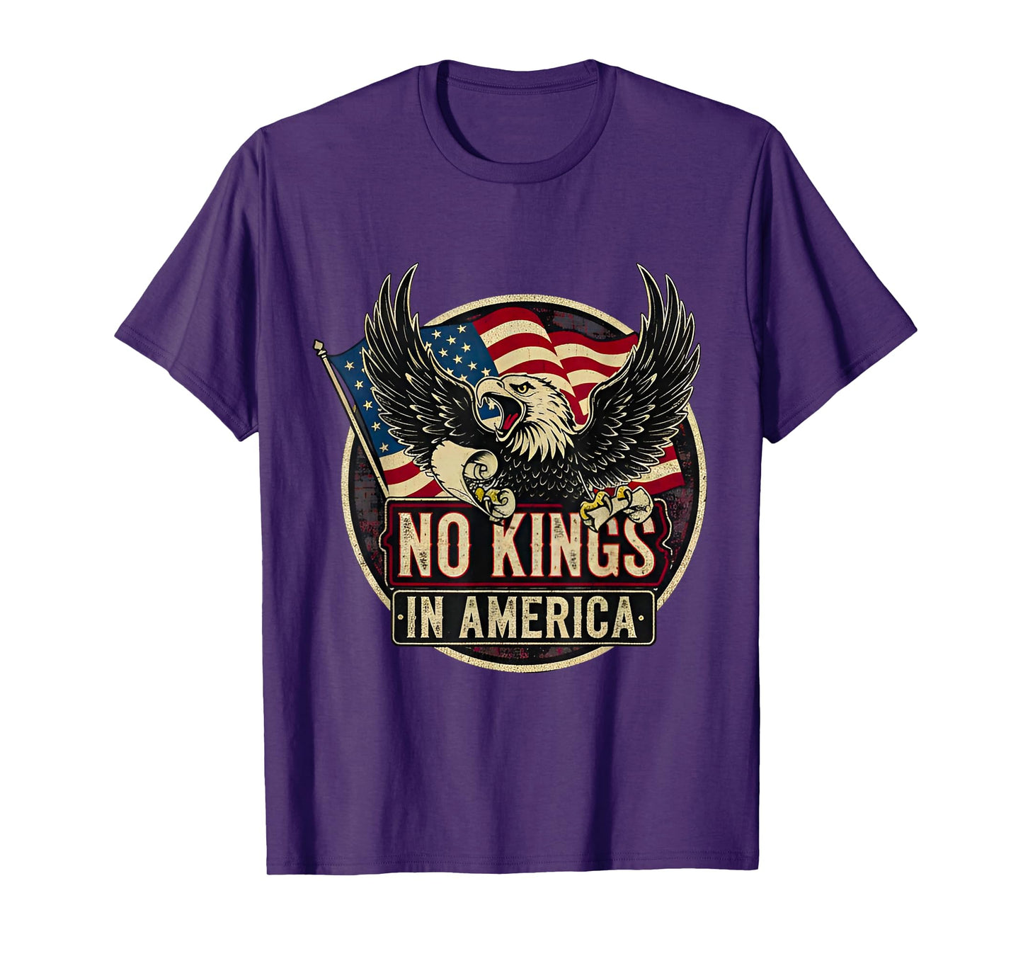 Eagle and Flag No Kings in America Protests USA Democracy T-Shirt