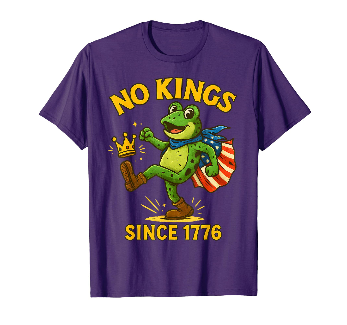 No Kings in America Since 1776 Distressed USA Flag Vintage T-Shirt