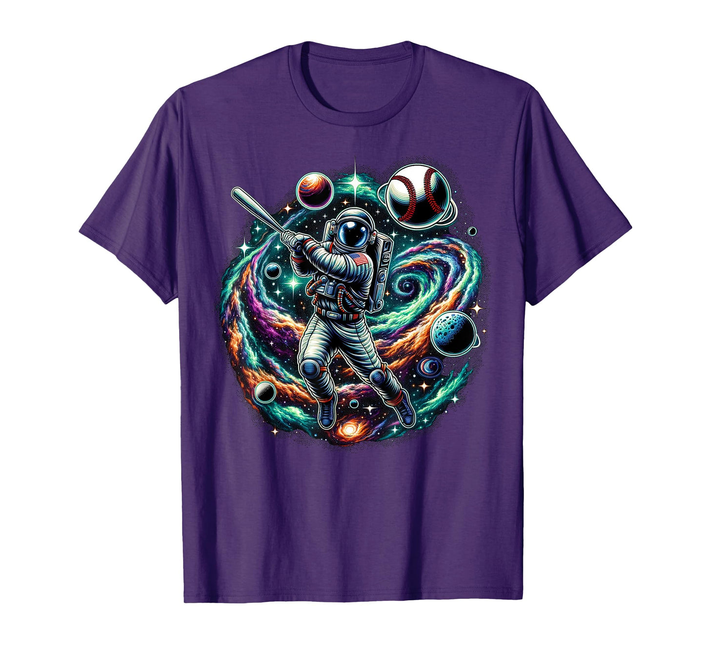 Cool Galaxy Baseball player Astronaut on Baseball T-Shirt