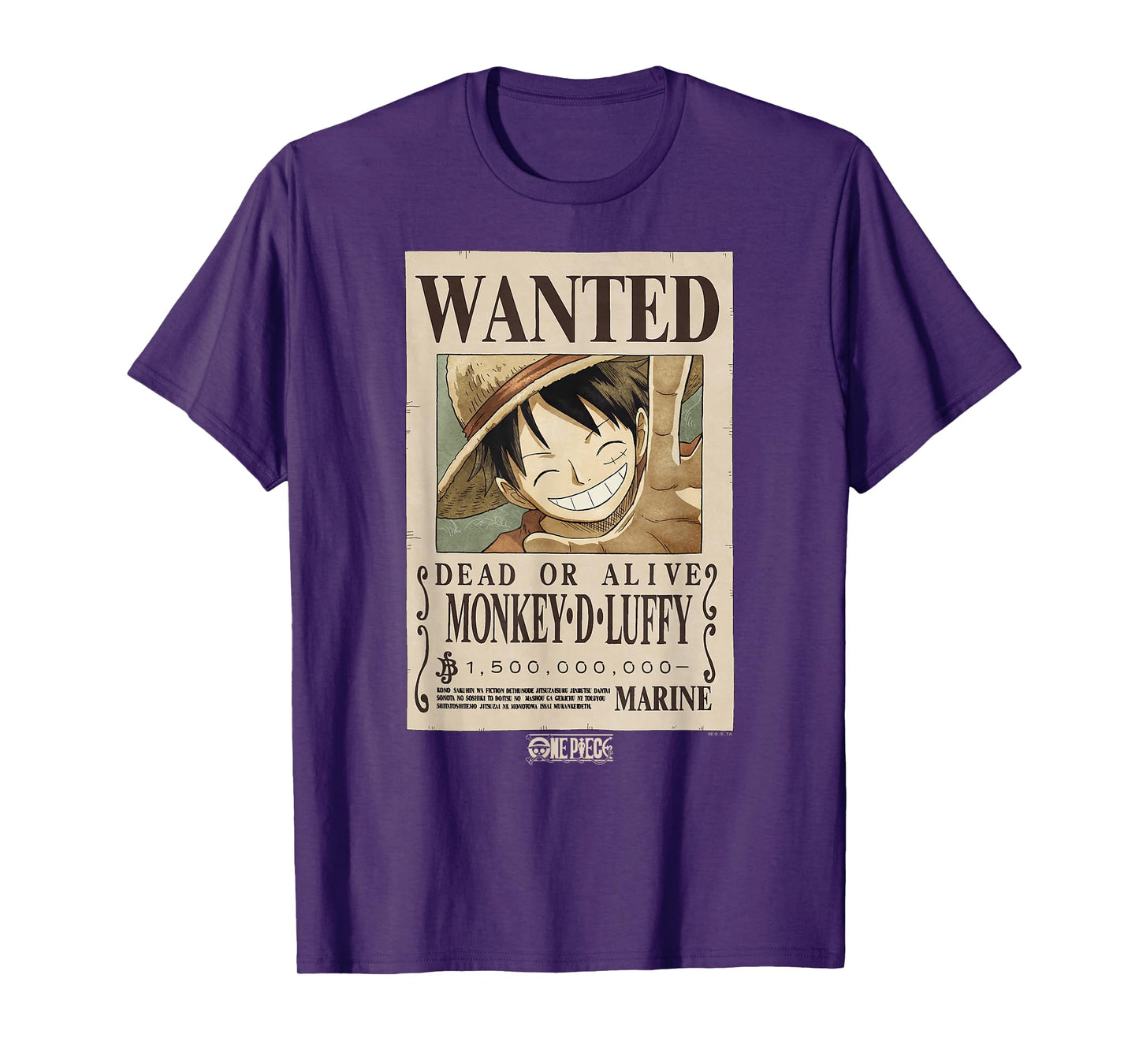 One Piece Anime Monkey D. Luffy Wanted Poster T-Shirt