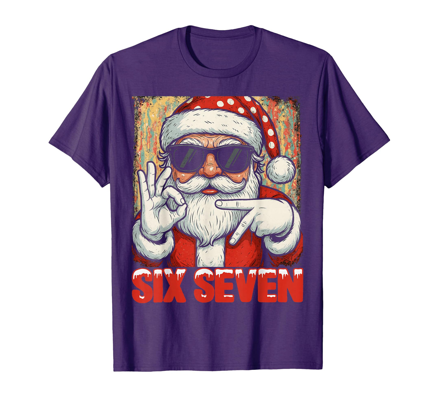 HUGvyn Funny Six Seven Meme Christmas Cool Santa Saying 6 7 T-Shirt