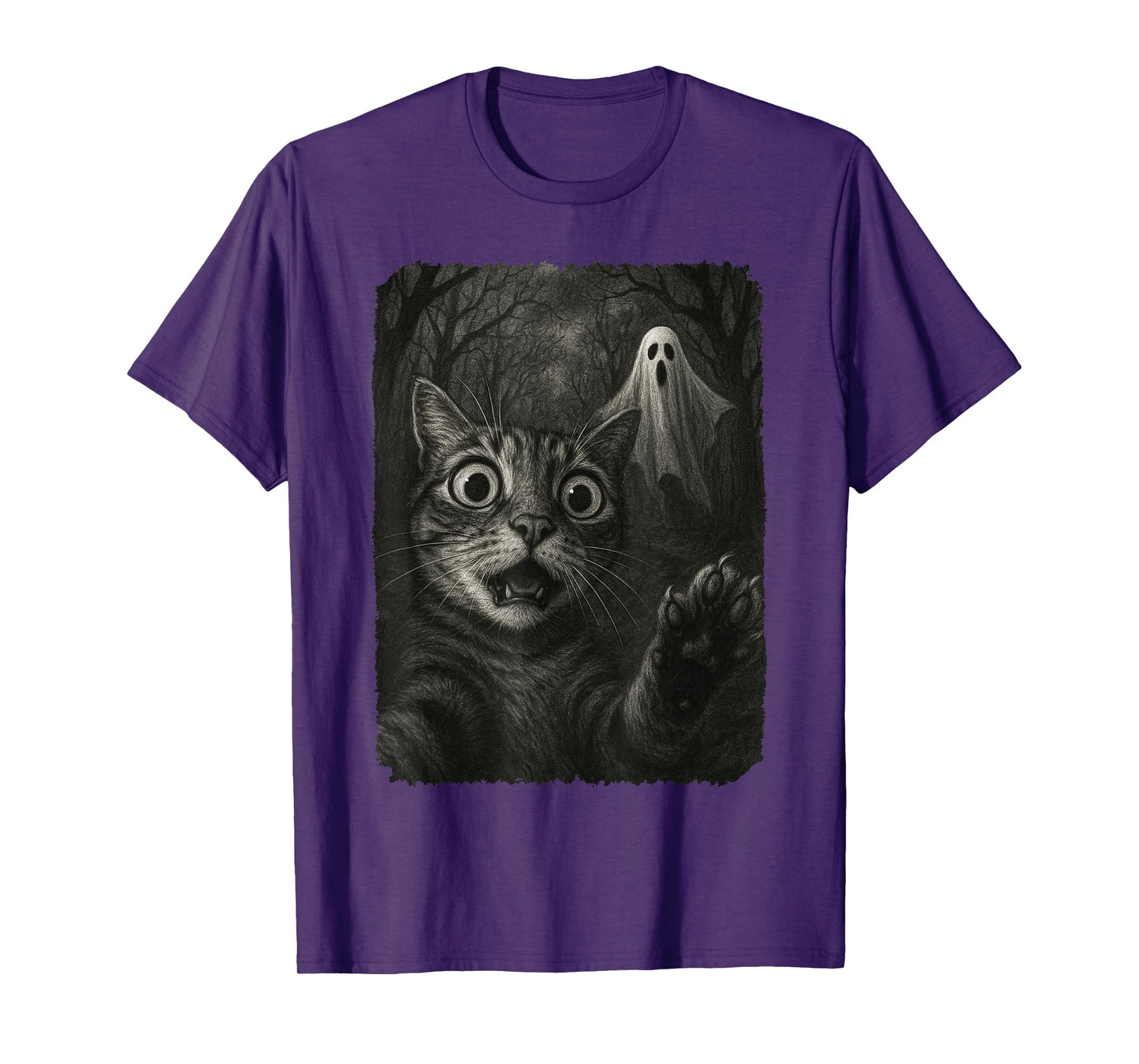 Funny Halloween Cat Selfie with Spooky Cat Ghost Lovers T-Shirt