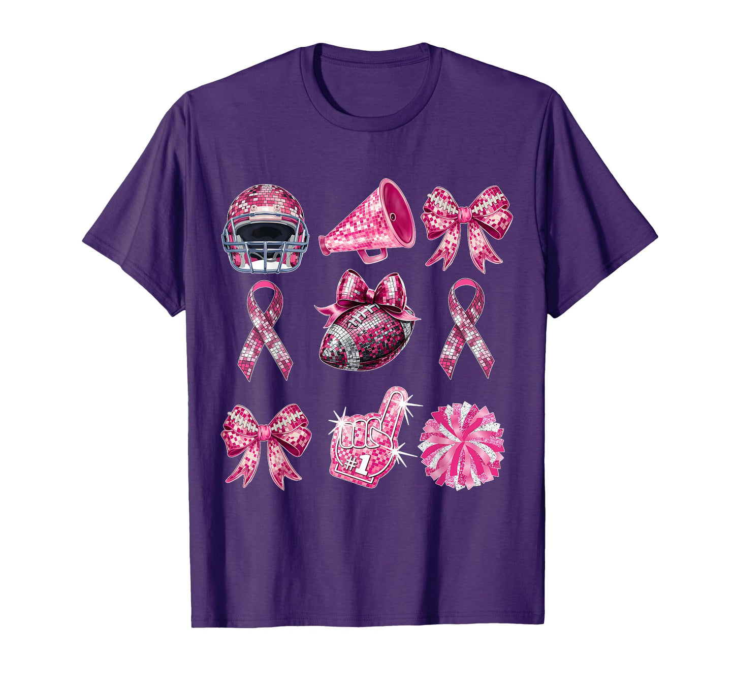 Coquette Bow Cheer Football Pink Out Breast Cancer Awareness T-Shirt