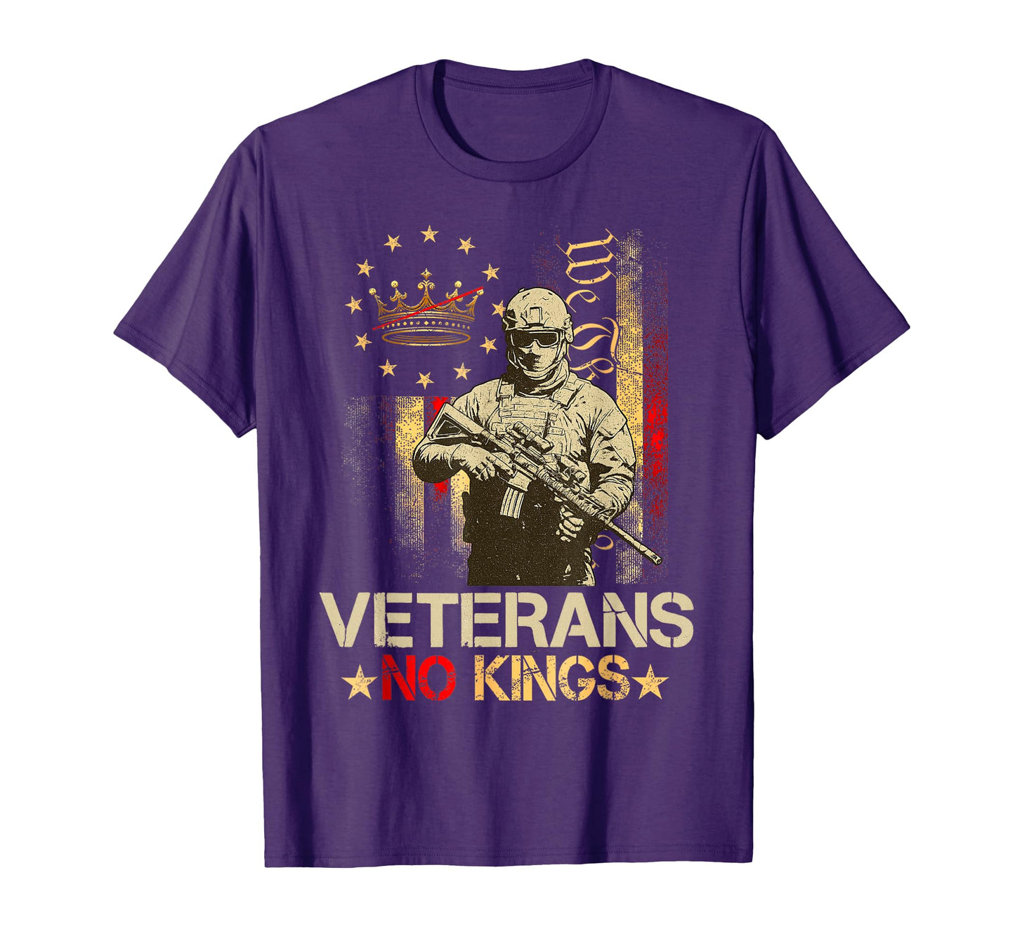 No Kings Veterans Shirts Men Patriotic America Flag No Kings T-Shirt