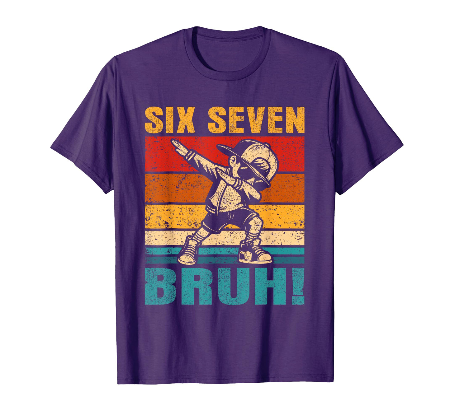 Six Seven Bruh Dabbing Boy Funny 67 Meme Gen Alpha Slang T-Shirt