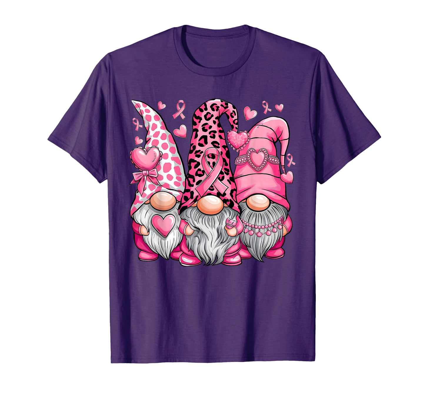 In October We Wear Pink Ribbon Gnomes Women Breast Cancer T-Shirt