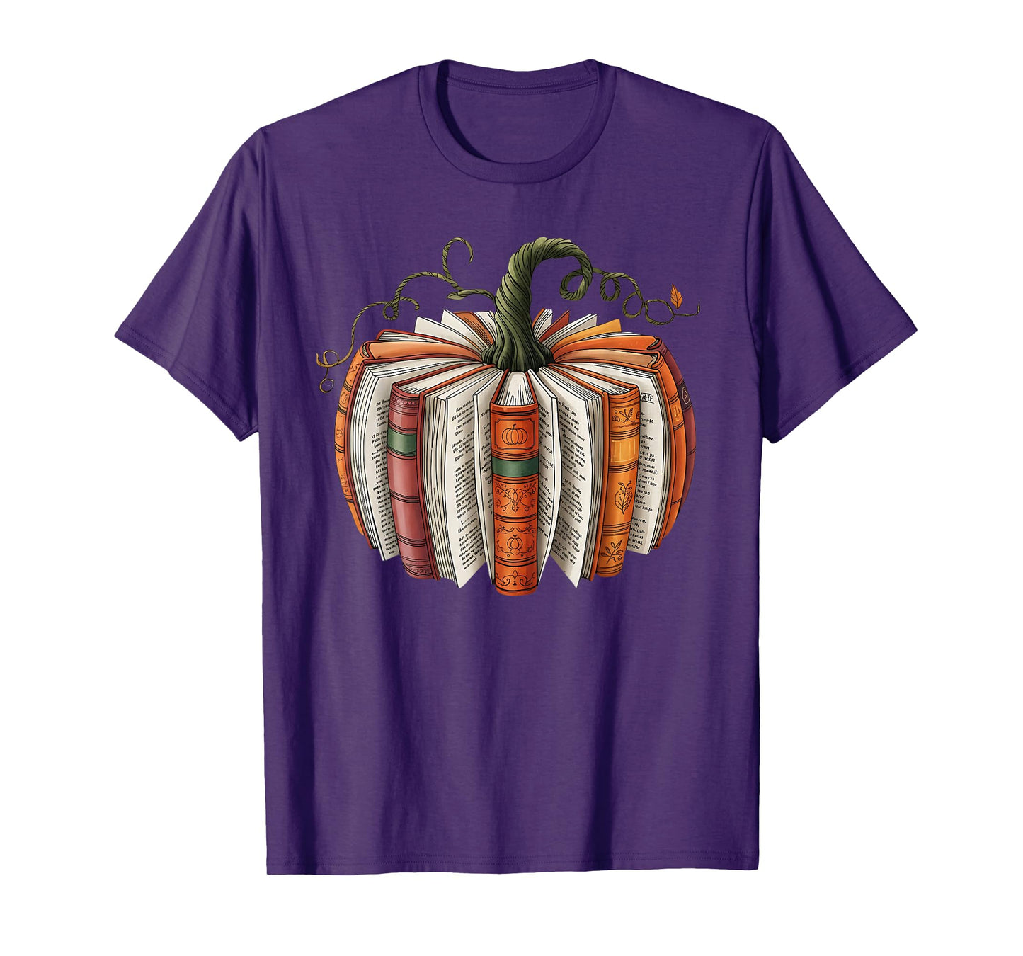 Vintage Book Pumpkin Autumn Fall Librarians Bookworm Teacher T-Shirt