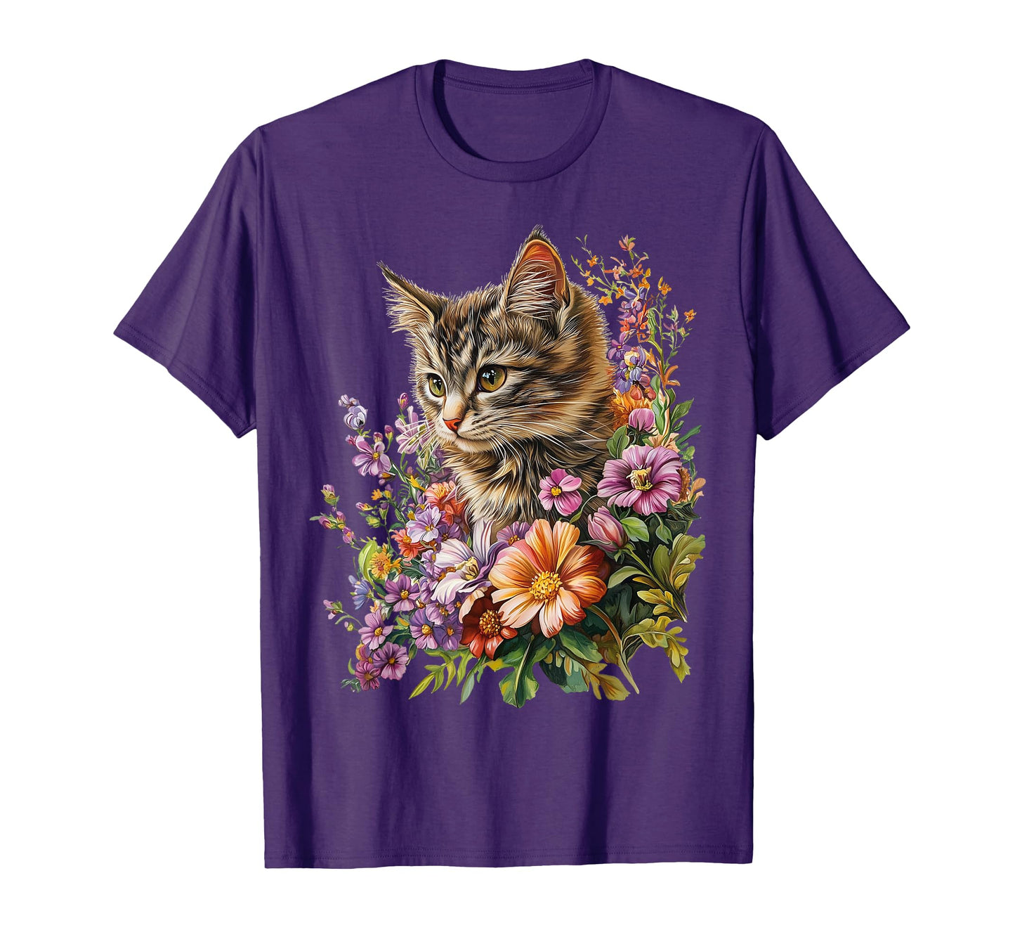 Cat Flower Floral Cute Kitten Graphic Men Women Kids T-Shirt