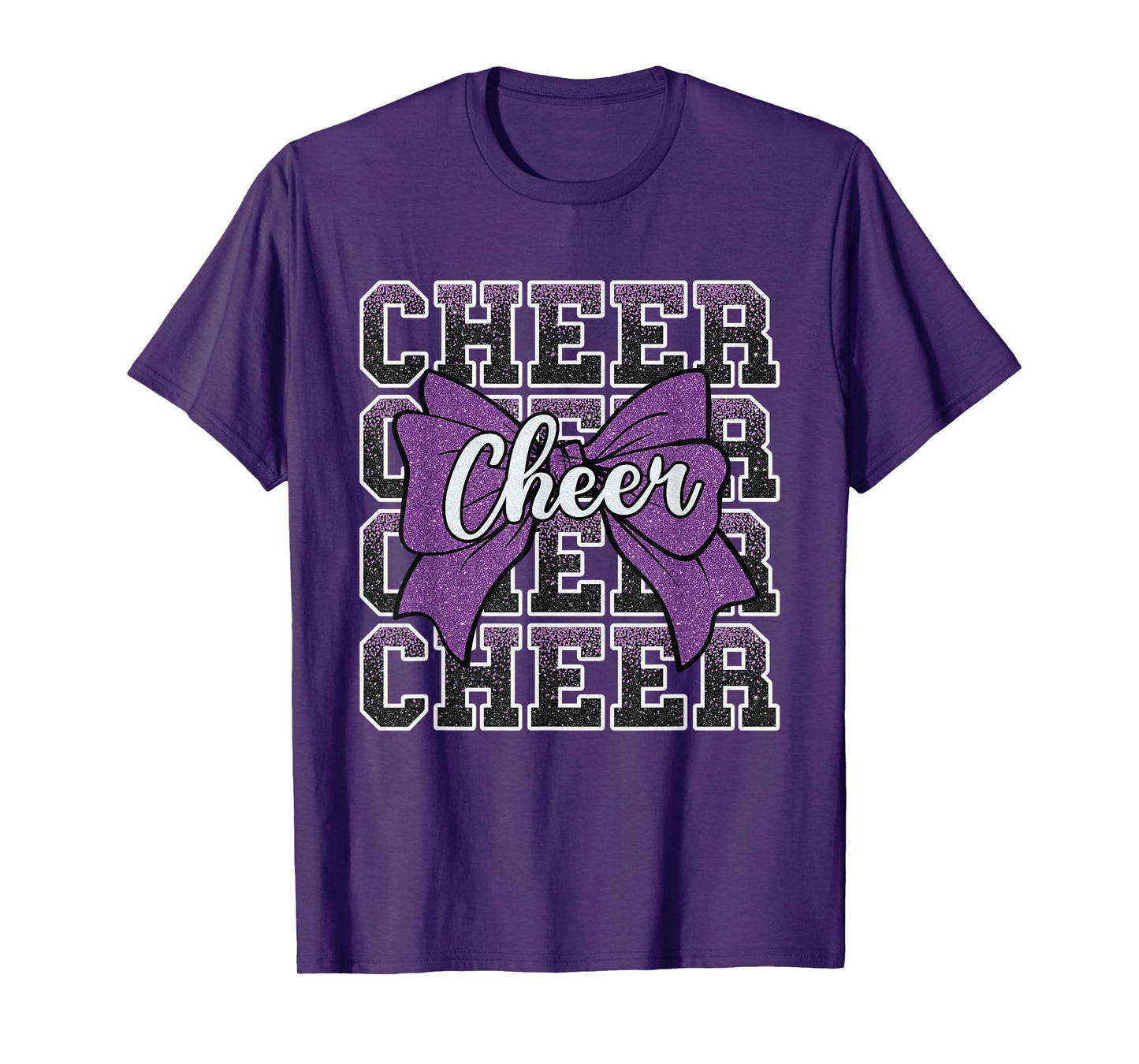 Coquette Cheer Bow Sport Cheerleader Cheerleading Purple T-Shirt