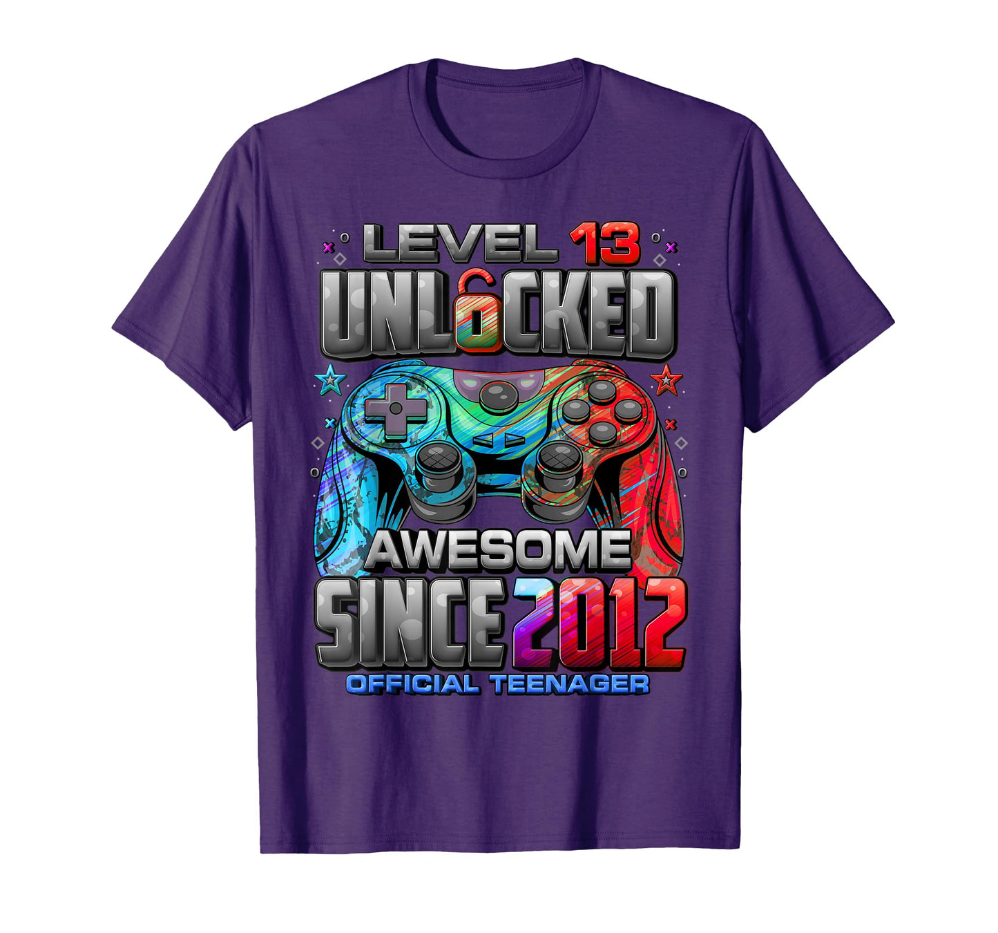 Level 13 Unlocked Awesome Since 2012 13th Birthday Gaming T-Shirt