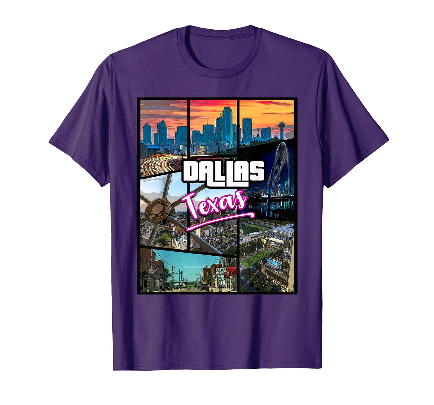 Dallas City Skyline Beautiful Tour Place Game style T-Shirt