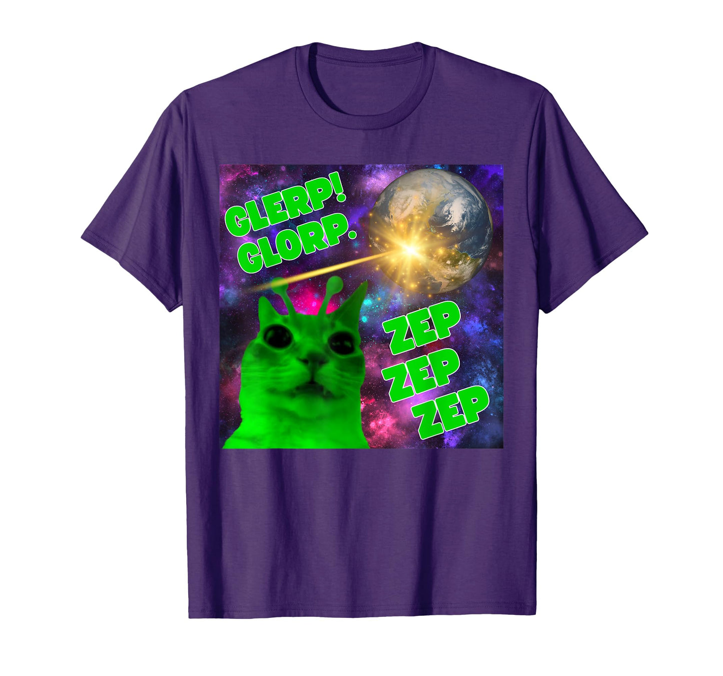 Glerp Glorp Zep Zep Cat Silly Alien Meme Cat Meme Brainrot T-Shirt for Men Women Kids