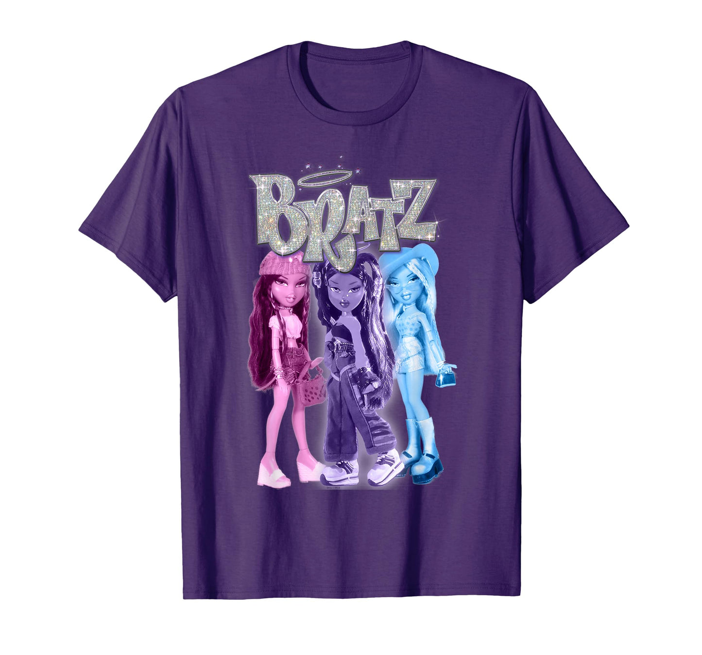 Bratz Pink Purple Blue Photo Group Doll Portrait Colored T-Shirt