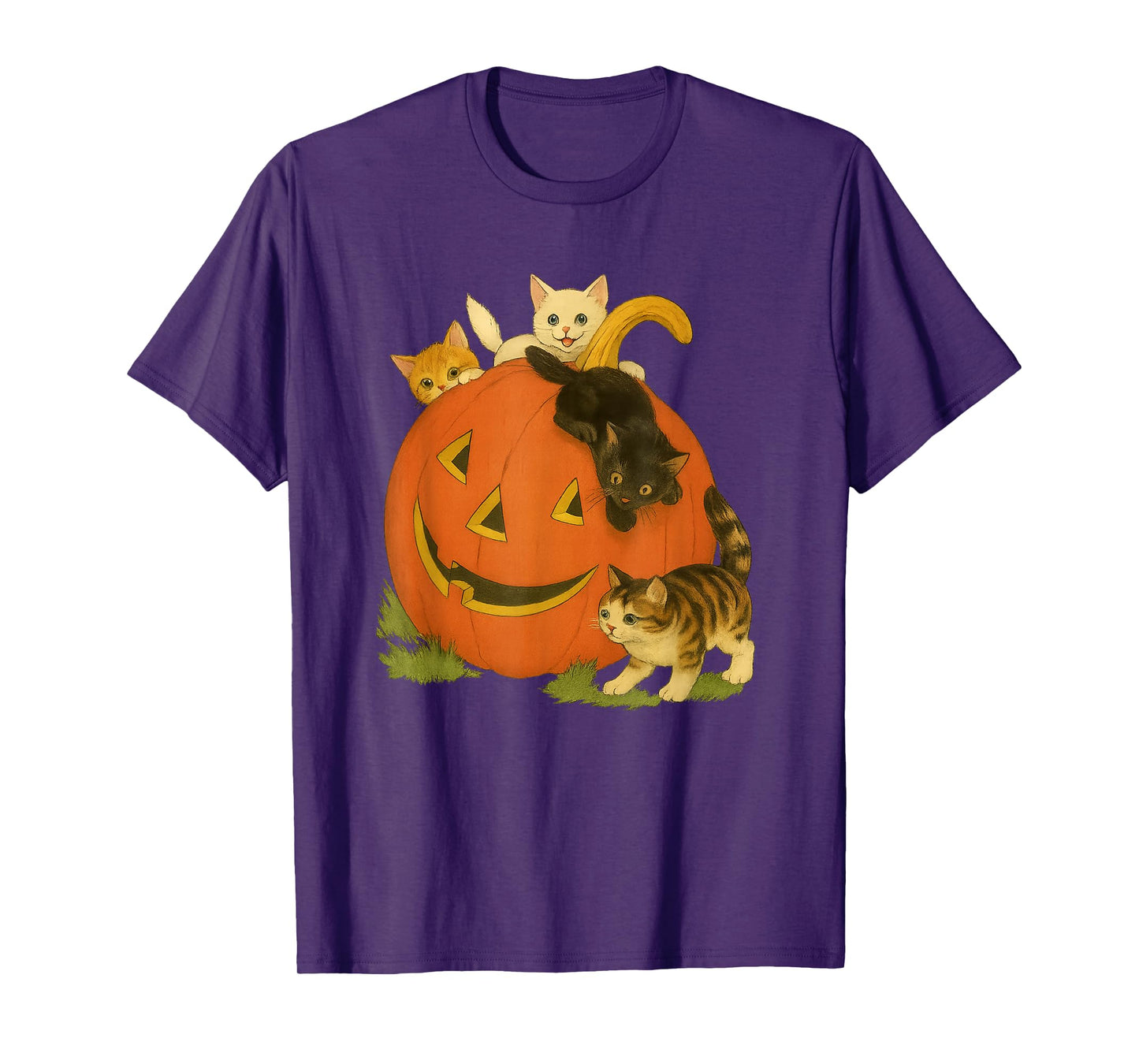Pumpkin kittens halloween spooky kitten vibes art T-Shirt