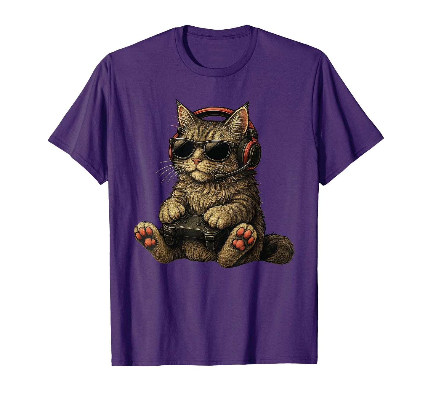 Kitten Cat Playing Video Games Vintage Funny Cat Gaming T-Shirt