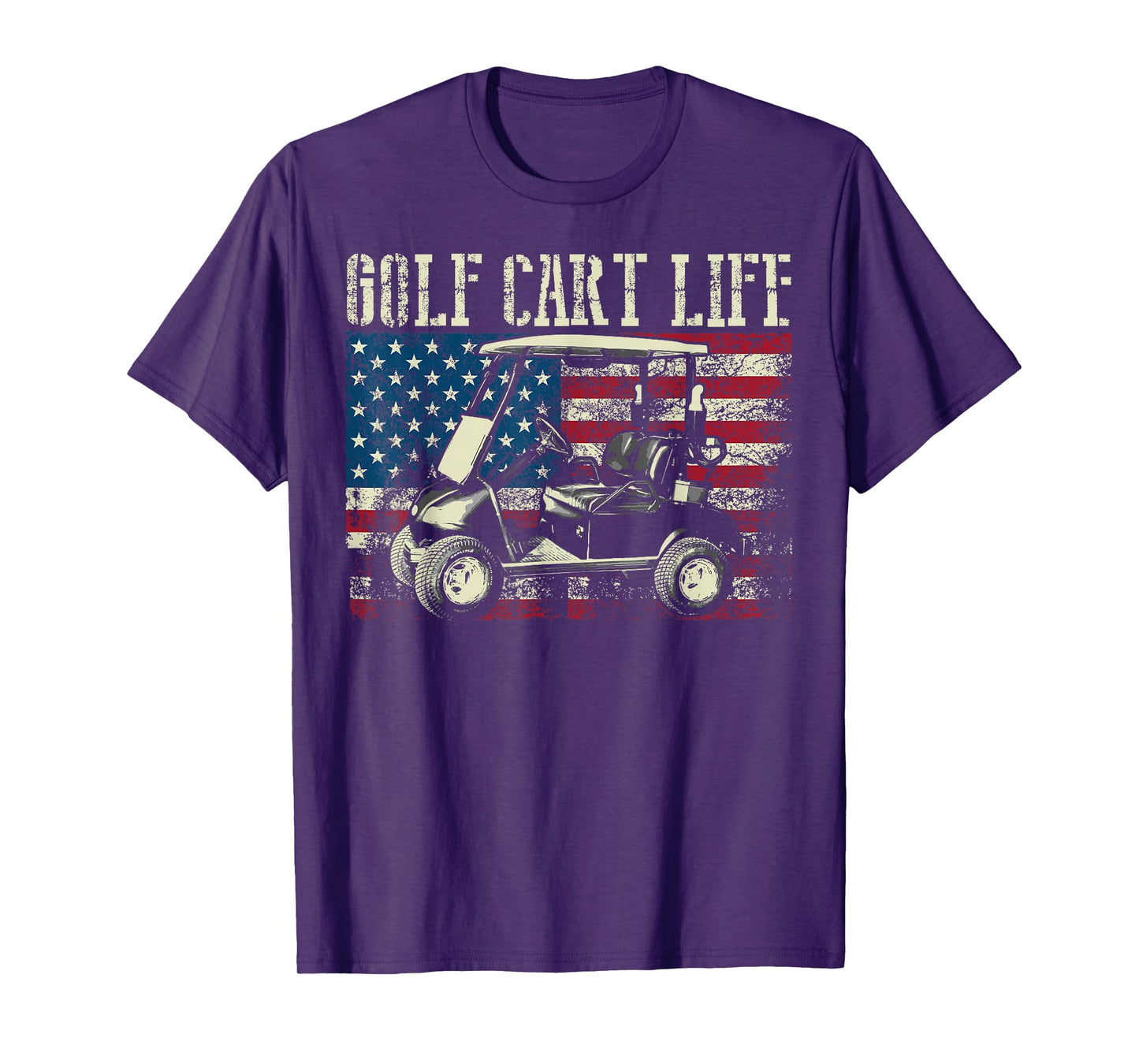 Cool Golf Cart Vintage US Flag Funny Golfing Gift Men Women T-Shirt
