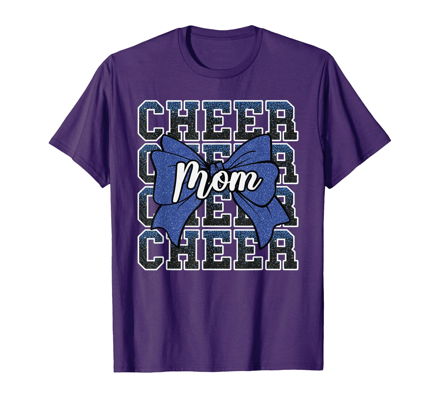 Cheer Mom Mama Bow Sport Cheerleader Cheerleading Blue T-Shirt