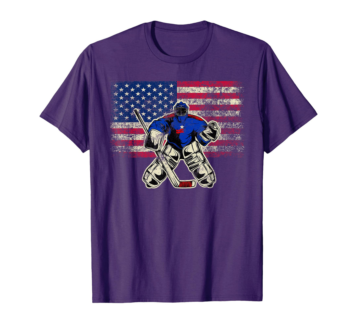 Vintage Ice Hockey Goalie USA Flag Gift For Goalie T-Shirt